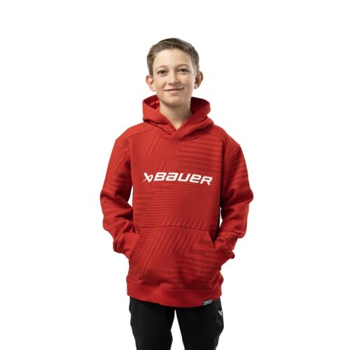 Mikina BAUER S23 GRAPHIC STRIPE HOODIE-YTH-RED