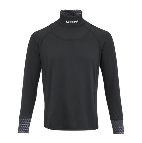 Tričko CCM Neck Guard Compression Top LS Sr Bk